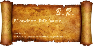 Blondner Rémusz névjegykártya